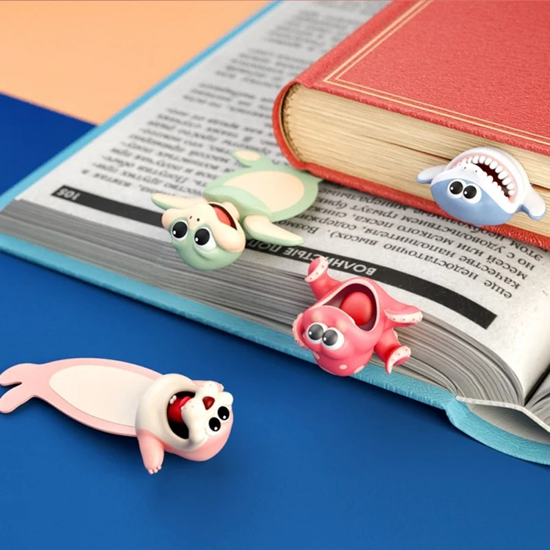 

Funny Creative PVC Book Markers 3D Octopus Bookmarks School Supplies 3D Stereo Cartoon Animal Bookmark Panda Shiba Inu