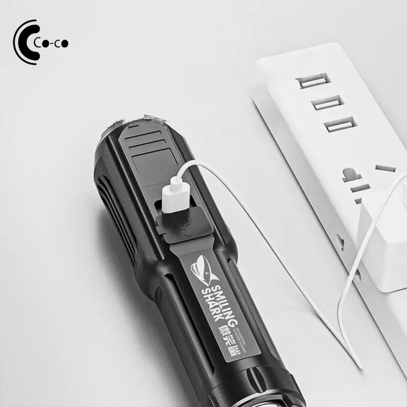 

Led Flashlight Waterproof Home Accessories Tools Spotlight Long-range Flood Built-in Battery Focusing Led Flashlight Home