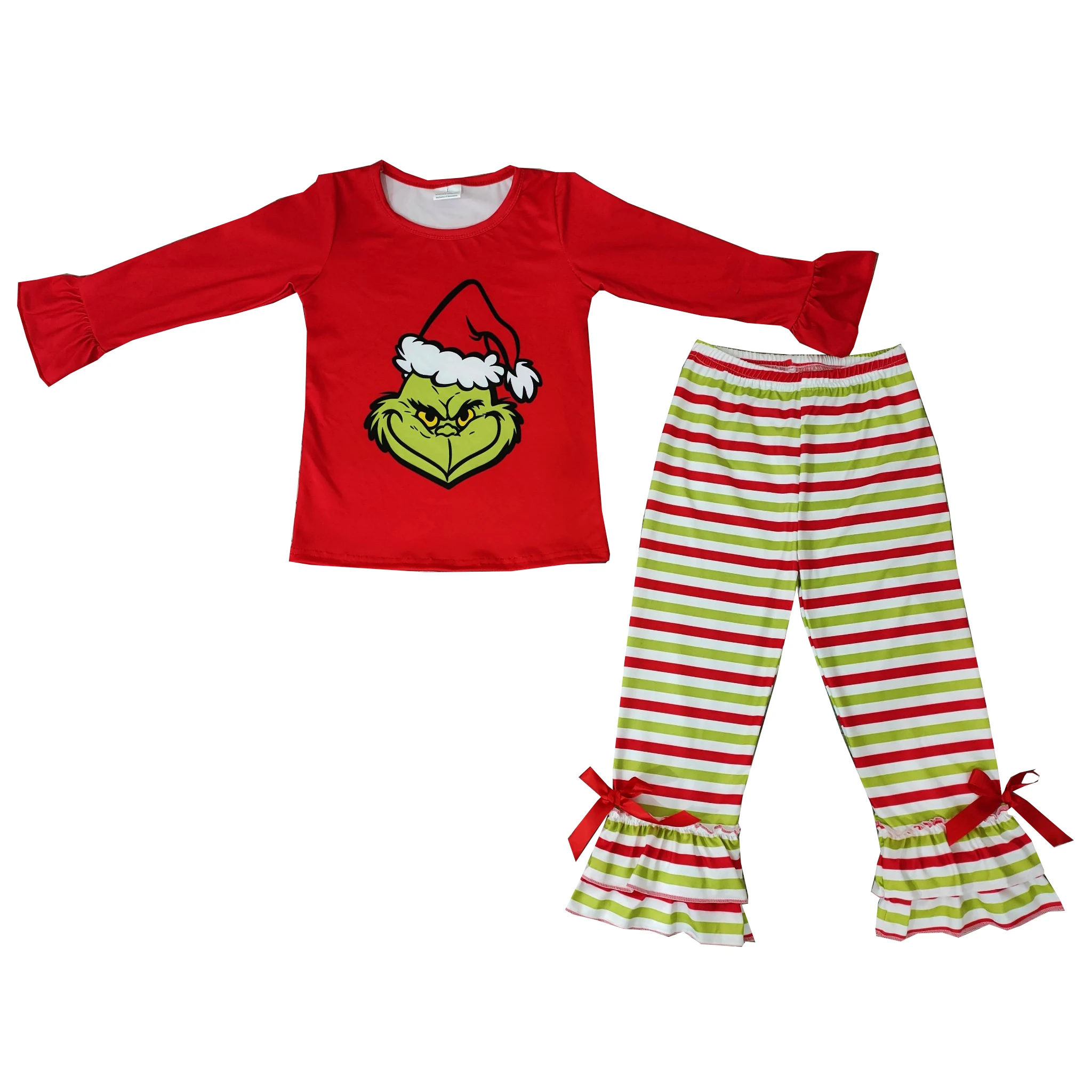 

Новые рождественские черные штаны с колокольчиком Санта-Клауса, оптовая продажа, праздничные Детские комплекты из двух предметов