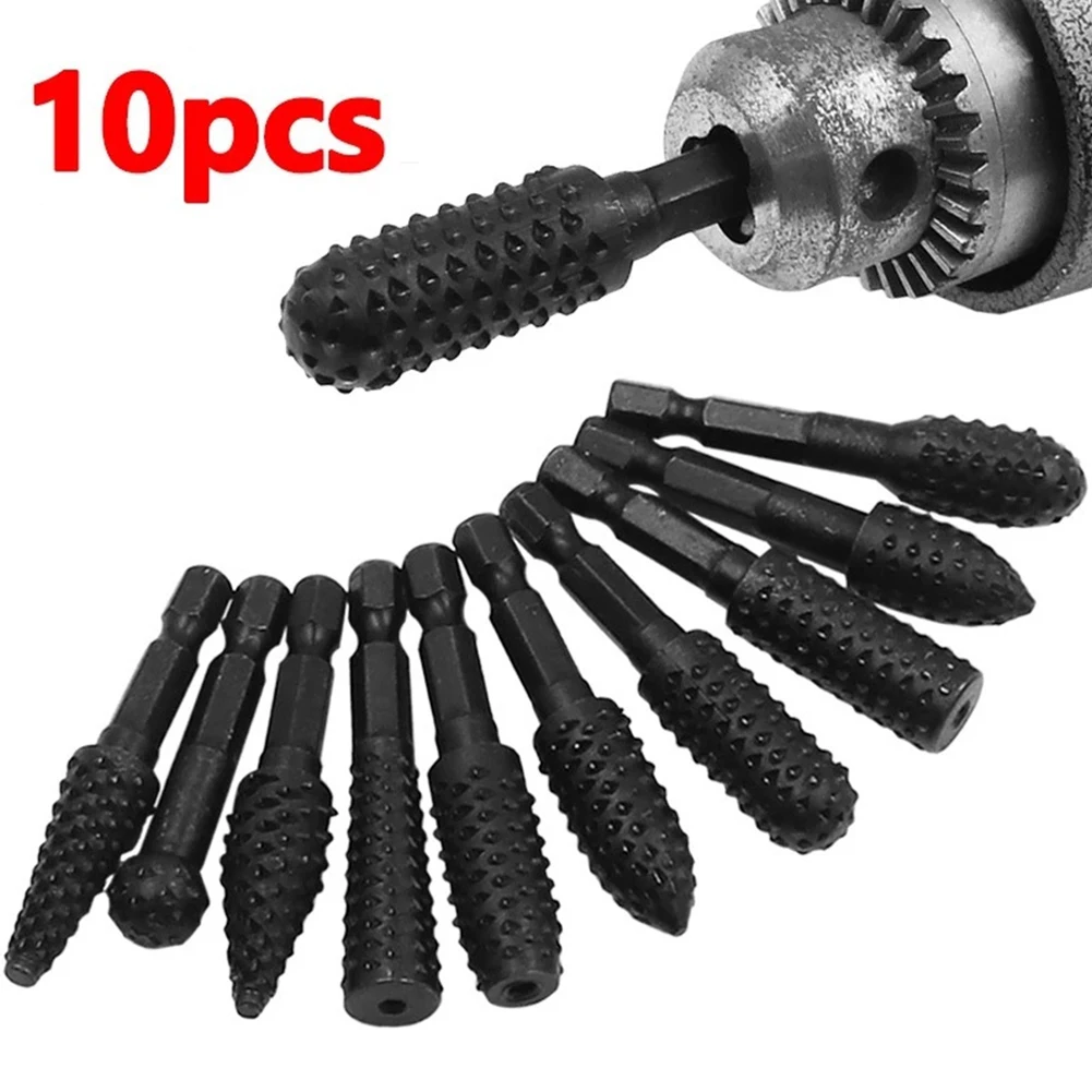 

10pcs Rotary File For Woodworking Carving Tool 1/4 Hex Shank Rasp File Drill Bits Rotary Burr Set
