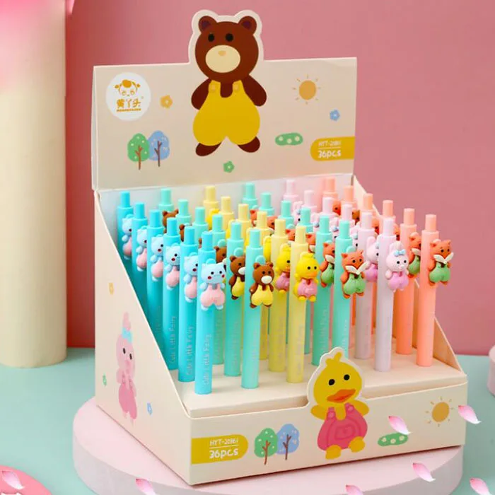 

36 pcs/lot Cartoon Forest Animal Press Gel Pen Cute 0.5mm Black Ink Pens Stationery Office School Writing Supplies wholesale