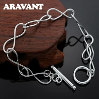925 silver 8 word charm bracelet chain for women fashion jewelry