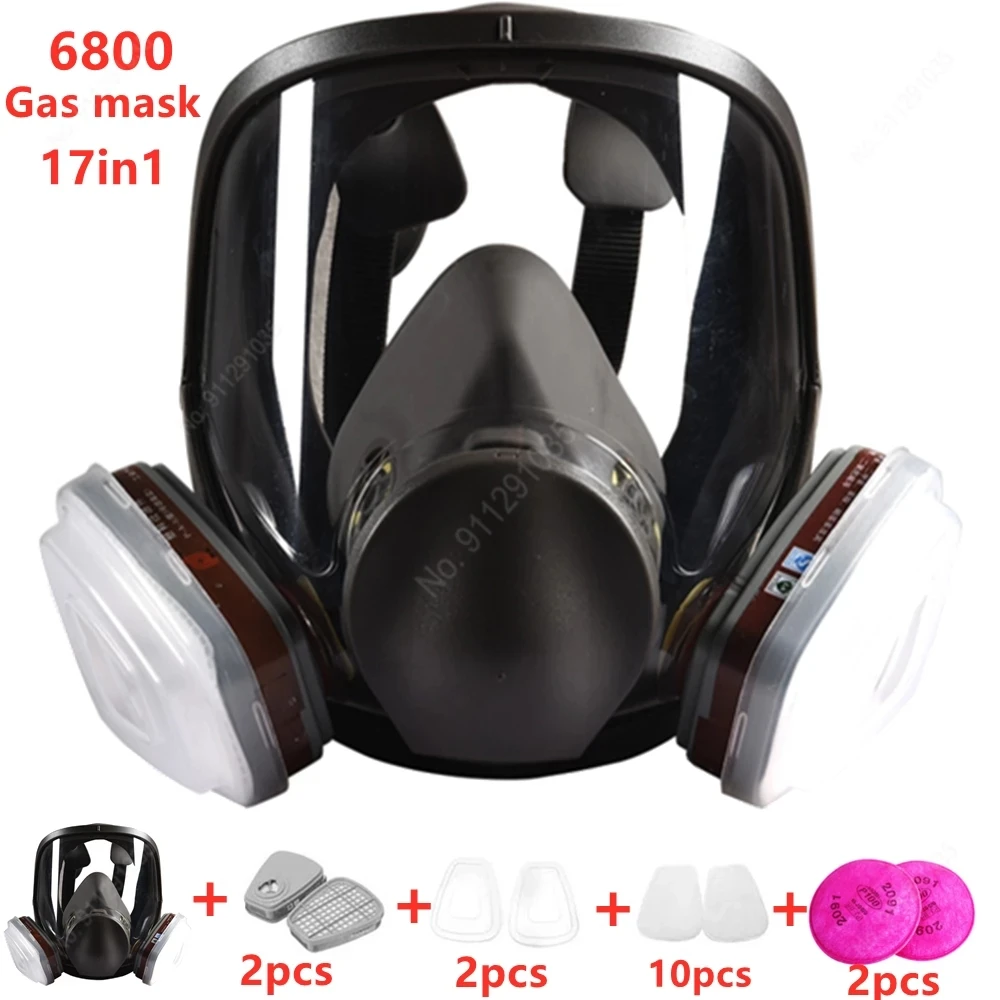 

SJL ZW 6800 suit 7pcs Large View Full Gas Mask Full Facepiece Respirator Painting Spraying Silicone Mask