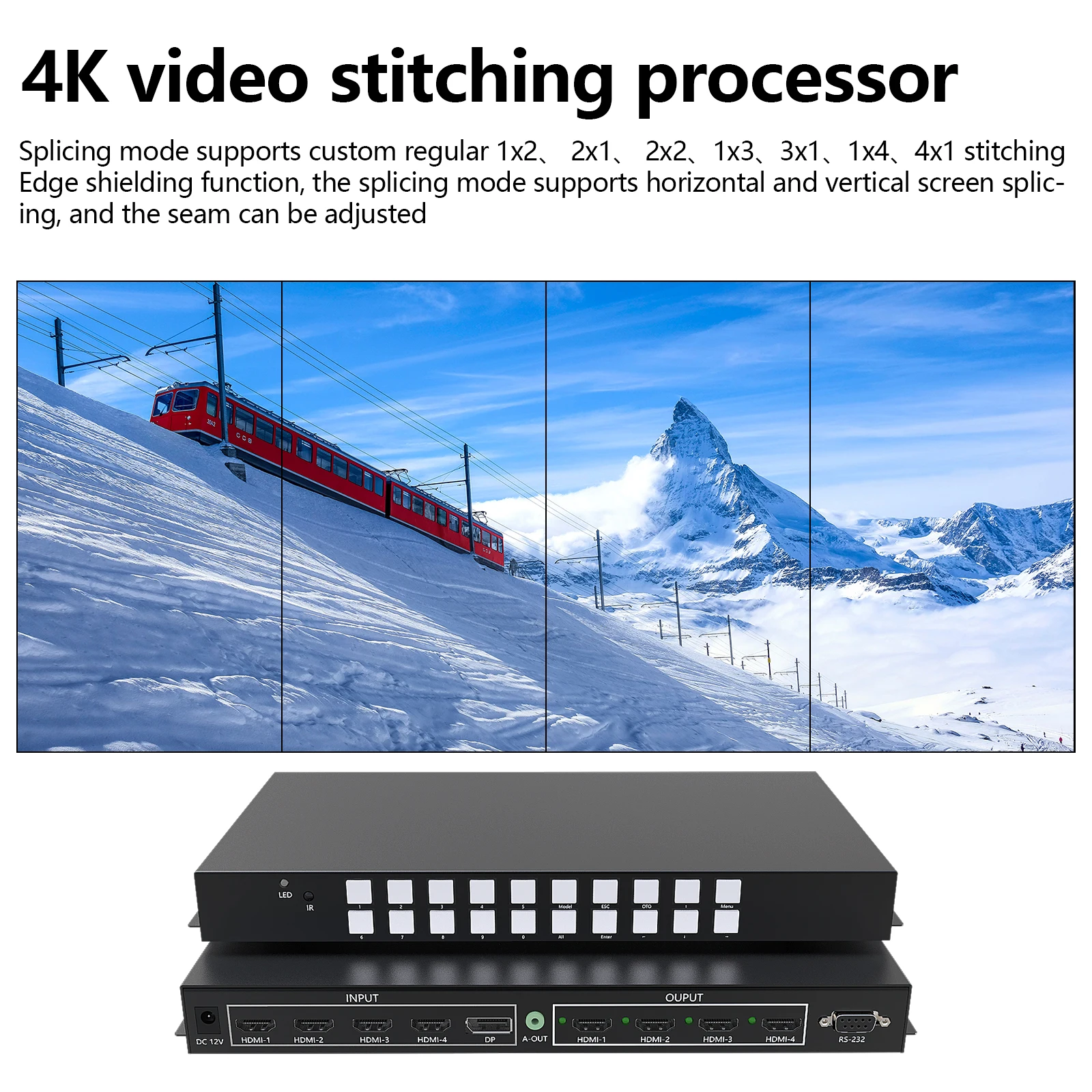 

Vertical Video Wall Controller 90° 270° Swivel for 2/3/4 Monitors Portrait 1x4 1x3 1x2 2x2 TV Splicing Processor TV Control Wall