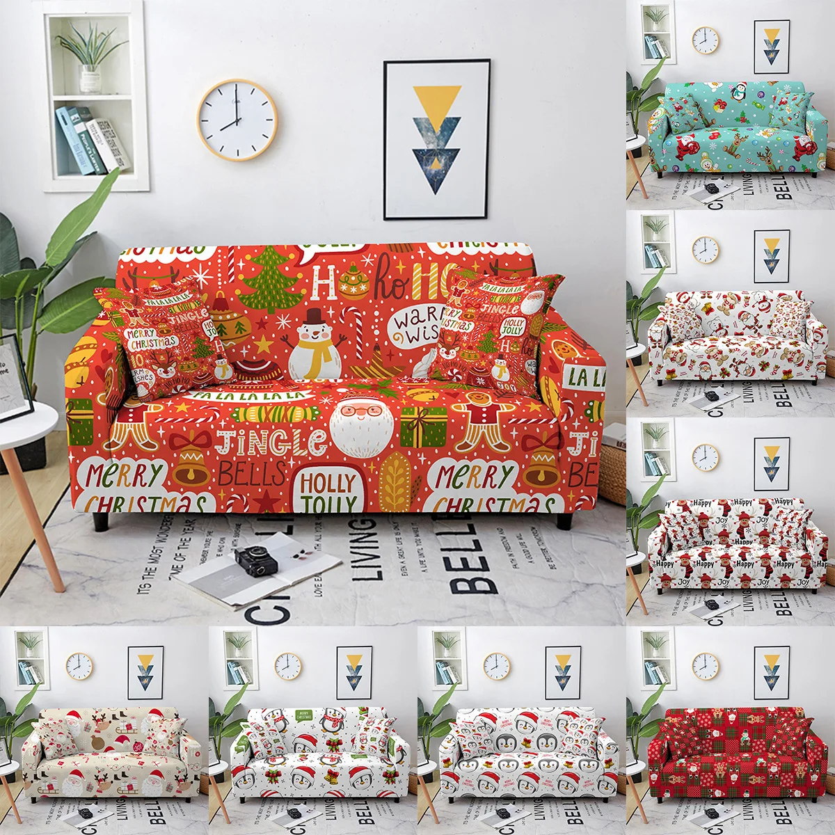 

Чехол для дивана эластичный из молочной шелковой ткани с 3D принтом