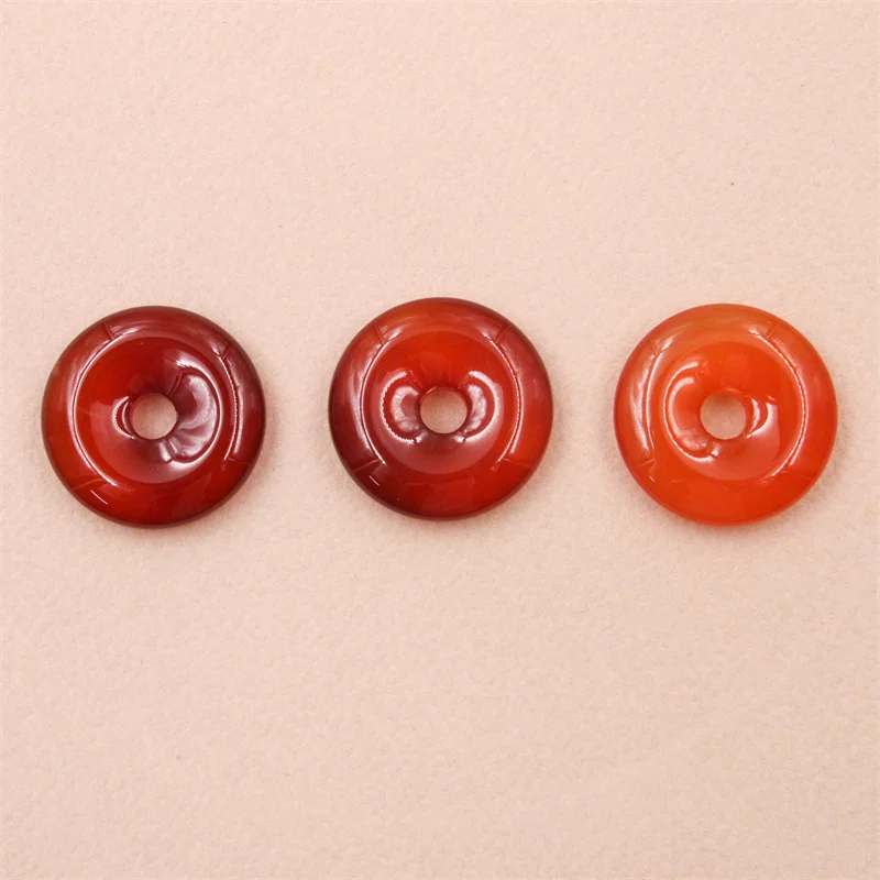 Red Agate Natural Stone Donut Pendant Pi Disc Circle Charms Beads 20/25mm Coin For Jewelry Making Earring Bracelet Necklace images - 6