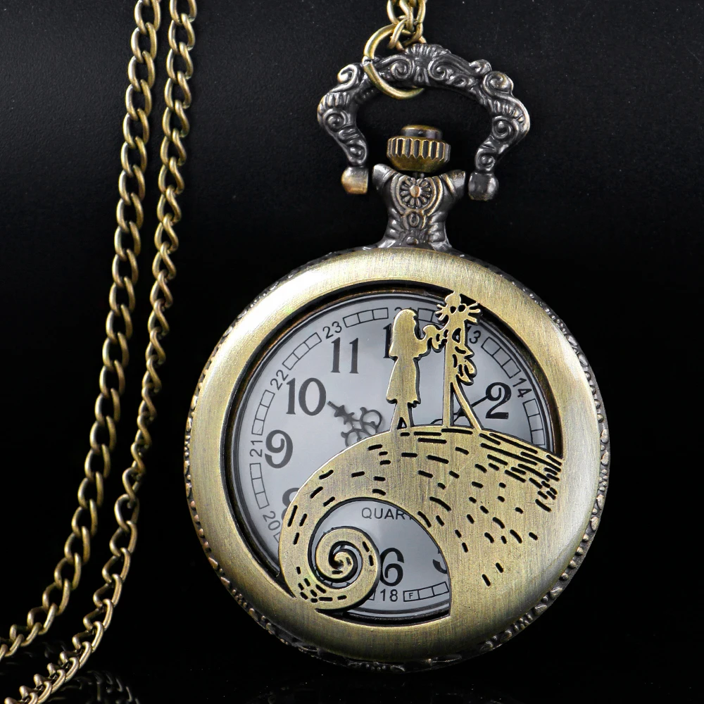 Лучший подарок для детей на Рождество Хэллоуин изысканные рельефные кварцевые карманные часы для мужчин и женщин цепные часы на цепочке