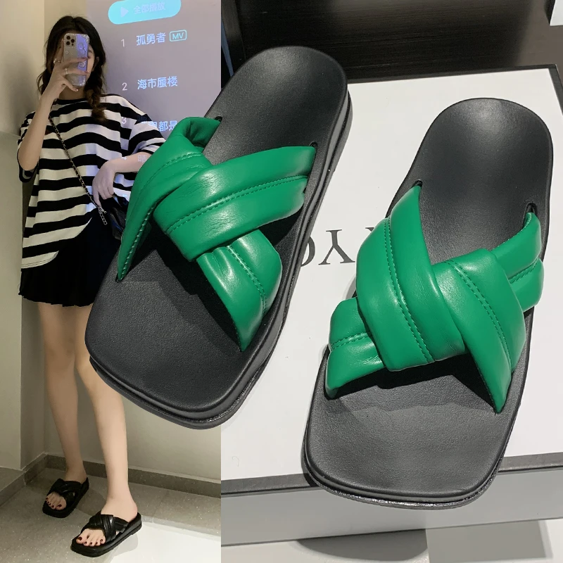 

Women Slippers Sandals Summer Home Slipper Woman Open Toe Simple Sandals Indoor Outdoor Square Head Slippers Large Size 35~43