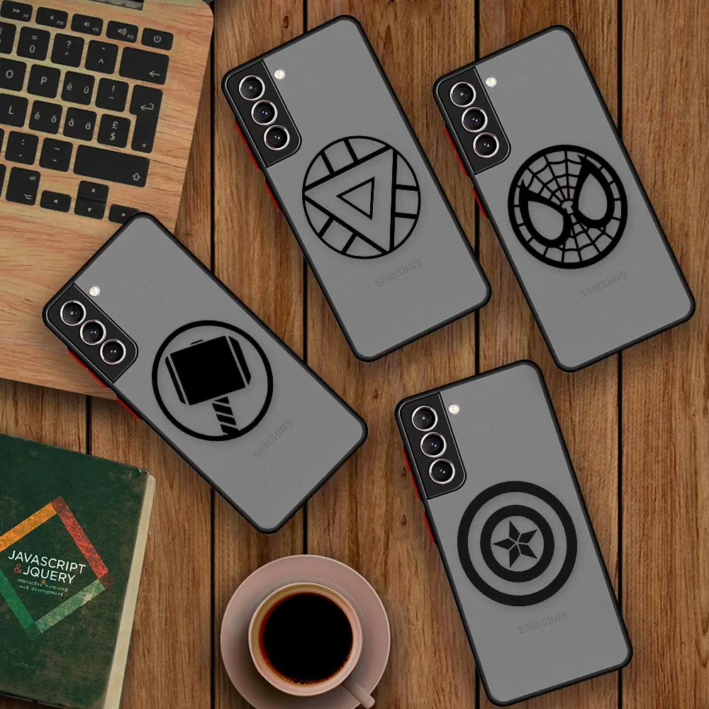 

Marvel Iron Man Spider Man Logo Cartoon Case For Samsung Galaxy S22 S21 S20 FE Ultra S10 S10E S9 S23 Lite Plus Cover Fundas