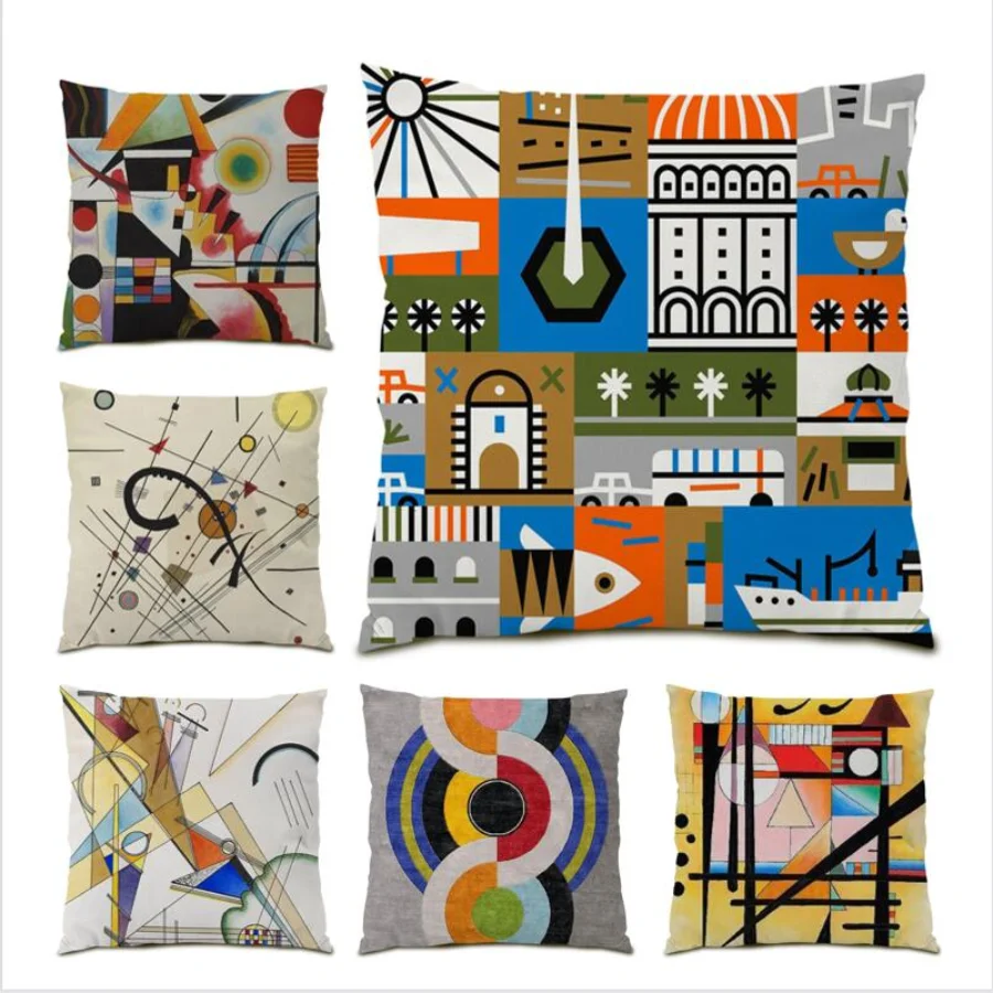 

Living Room Decoration Color Geometry Cushion Cover 45x45 Abstract Geometric Throw Pillow Covers Line Modern Bed Square E0599