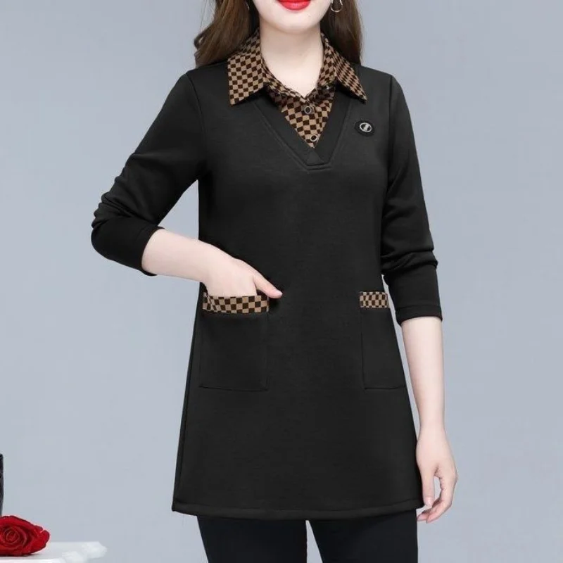 Новинка Осень/Зима 2023 рубашки из двух частей в клетку с воротником-стойкой