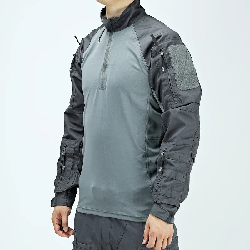 Men's Outdoor Tactical Training Suit Camo light Combat Suit Men's Hunting Multi Pocket Pullover Hiking Camping Coat