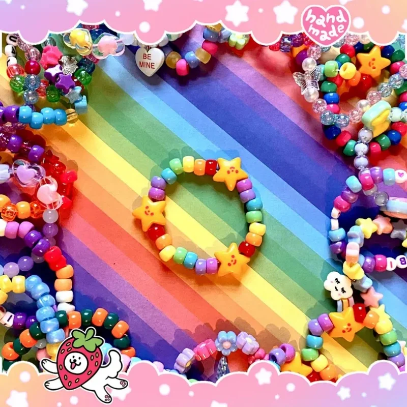 Фото Браслет Rainbow Star Kandi |   Супермилый браслет из бусин Kandi в стиле кидкор для выразительного самовыражения №1