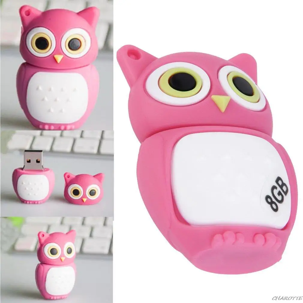 

Подарочный флеш-накопитель в виде мультяшной розовой Совы USB 2,0, флеш-накопитель 8 ГБ, U-диск, прочный твердотельный накопитель, высокоскорост...