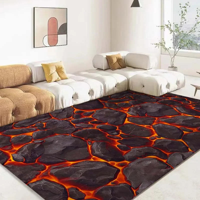 

3D Volcano Lava Magma Area Rug Large Red Carpet for Living Room Bedroom Sofa Home Decor Kids Game Play Non-slip Floor Mat