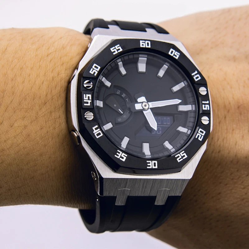 CasiOak Mod Kit GEN4 GA2100 Metal Bezel for Casio Modification 3rd 4rd Generation Rubber Watch Case Strap GA 2100/2110 Steel Kit