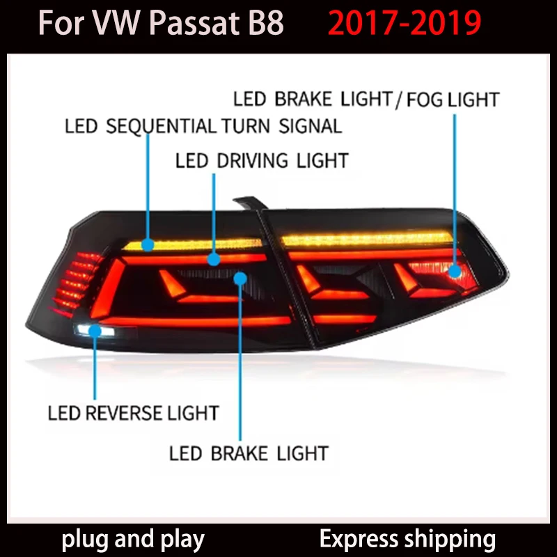 Автомобильный фонарь для VW Passat B8, задние фонари 2017-2019-2020, обновленные модифицированные светодиодные задние фонари DRL, динамические указатели поворота, автомобильные аксессуары (art.: 3920cf7e423ff) - 3920cf7e423ff