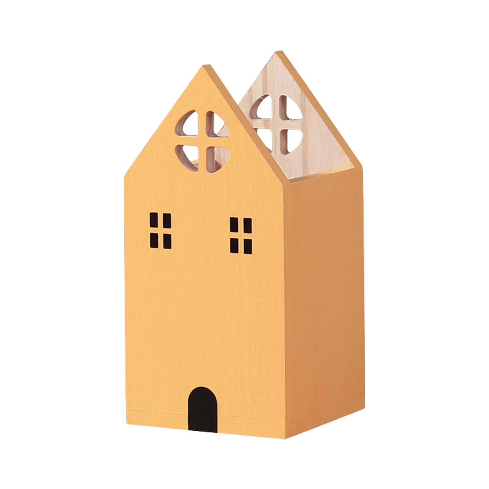 

Universal Storage Box Wooden Pen Holder Office Stationery School Supplies Kids Portable Desk Organizer Students Gift House Shape