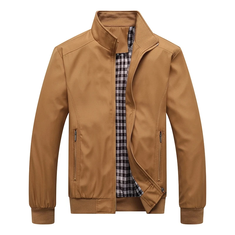 

Куртка-бомбер мужская приталенная, повседневная однотонная куртка с воротником-стойкой, деловой пиджак, весна-осень
