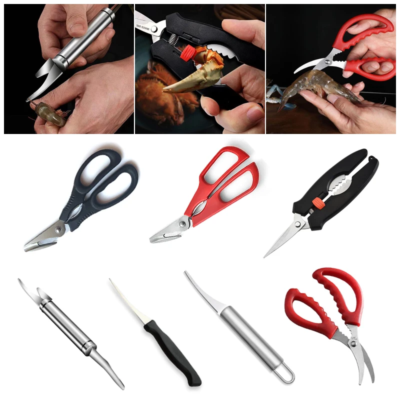 

Stainless Steel Multifunctional Kitchen Scissors Seafood Lobster Scissors Detachable Shrimp Scissors Crab Scissors Kitchen Tools