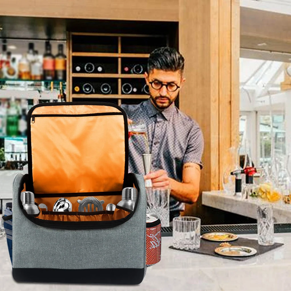 

Handheld Bartender Kit Bag Portable Storage Zipper Pouch Drink Bottle Pourer Case Kitchen Barware Organizer Camping