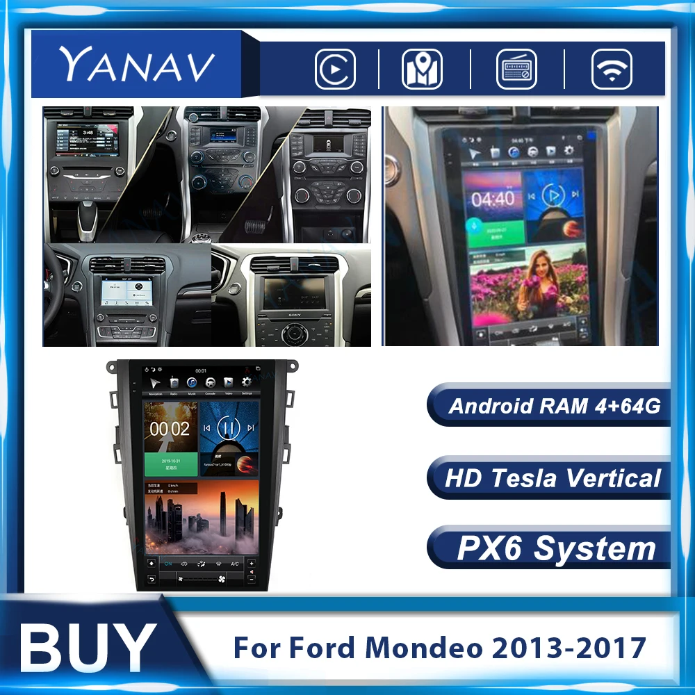 

13,6 дюймовый PX6 Android стерео Мультимедийный Плеер автомобильное радио для Ford Mondeo 2013-2017 Tesla вертикальное аудио GPS навигация видео