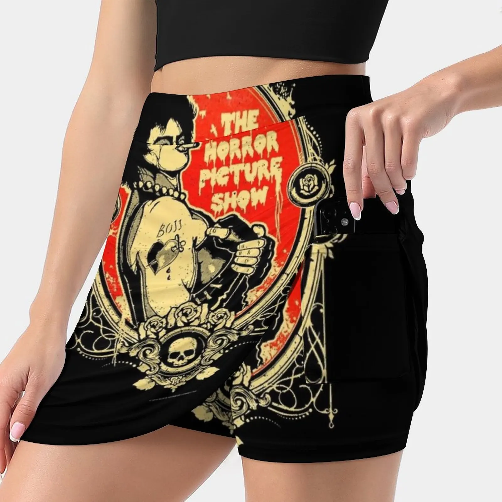 

Юбка женская короткая офисная со страшными изображениями, 2022