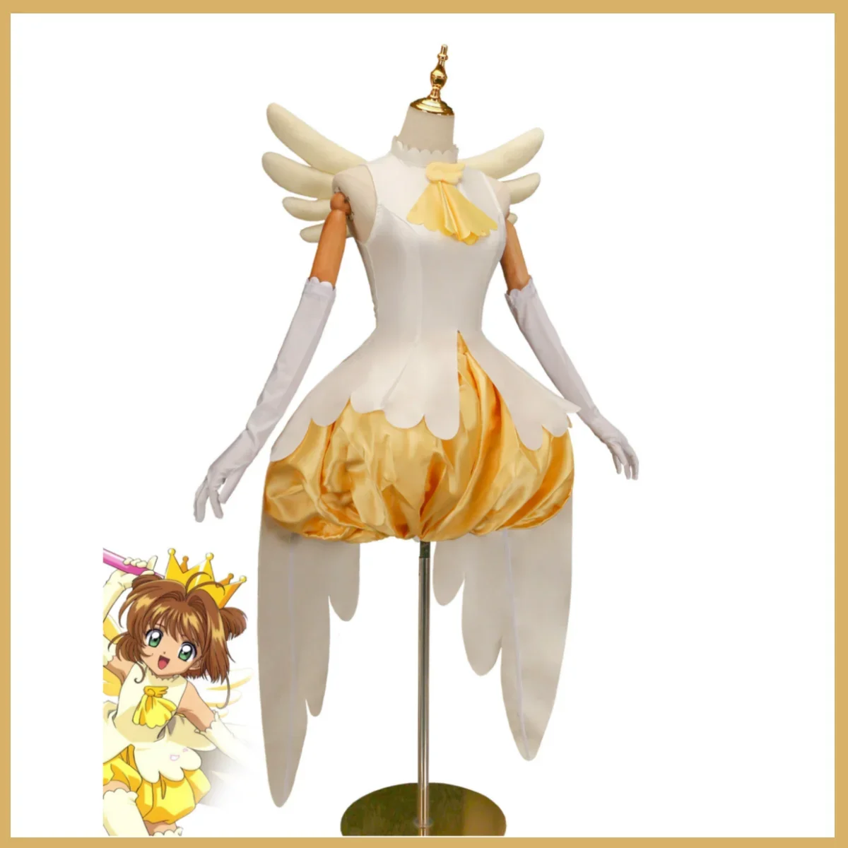 Фото Аниме Cardcaptor Sakura Kinomoto Sakura Косплей Костюм Желтая Юбка Лолиты Боевая Униформа Крыло Парик Женщина Kawaii Костюм на Хэллоуин №3