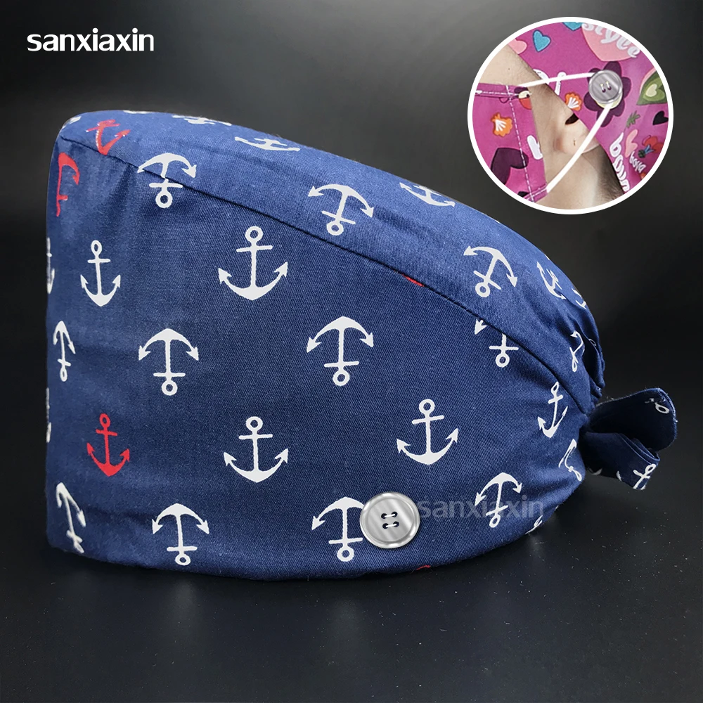 

Unisex Scrub Cap Cartoon Printed Dentist Surgeon Nurse Doctors Working Hat Cotton Pediatrician Pet Clinic Medical Surgicals Caps