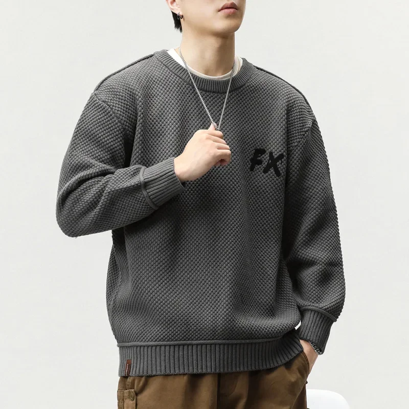 2023 винтажный вязаный свитер в американском стиле мужской свободный крой с