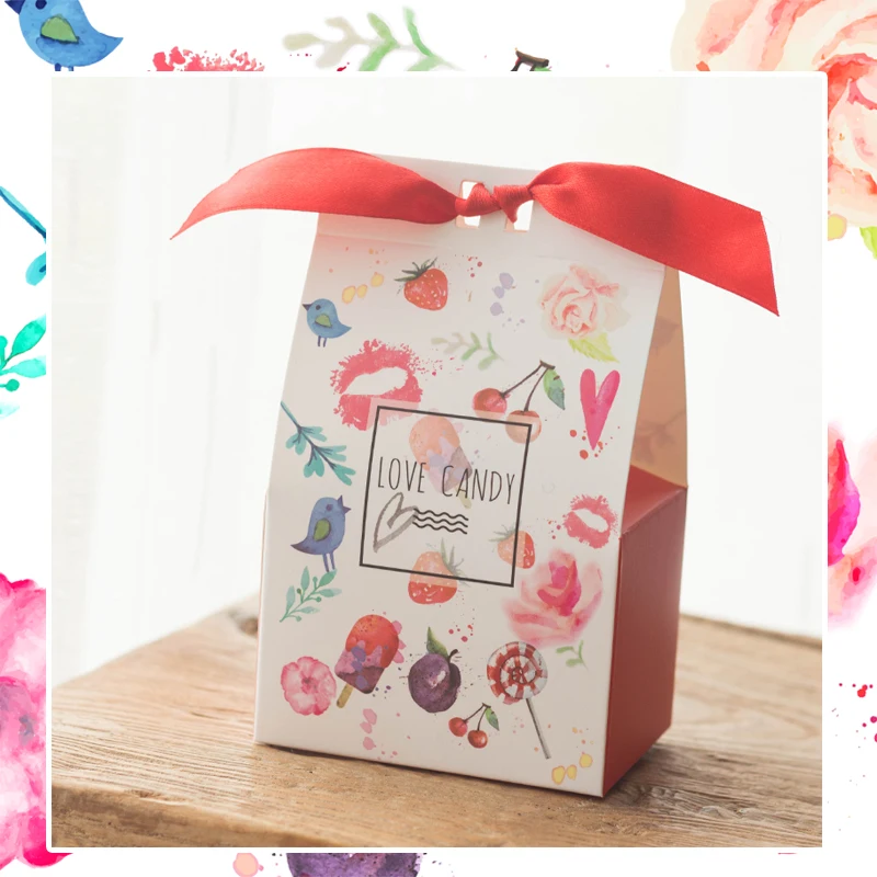 

30pcs creative lovely hand painted cartoon style candy box package birthday party wedding supplies baby shower favors gift box