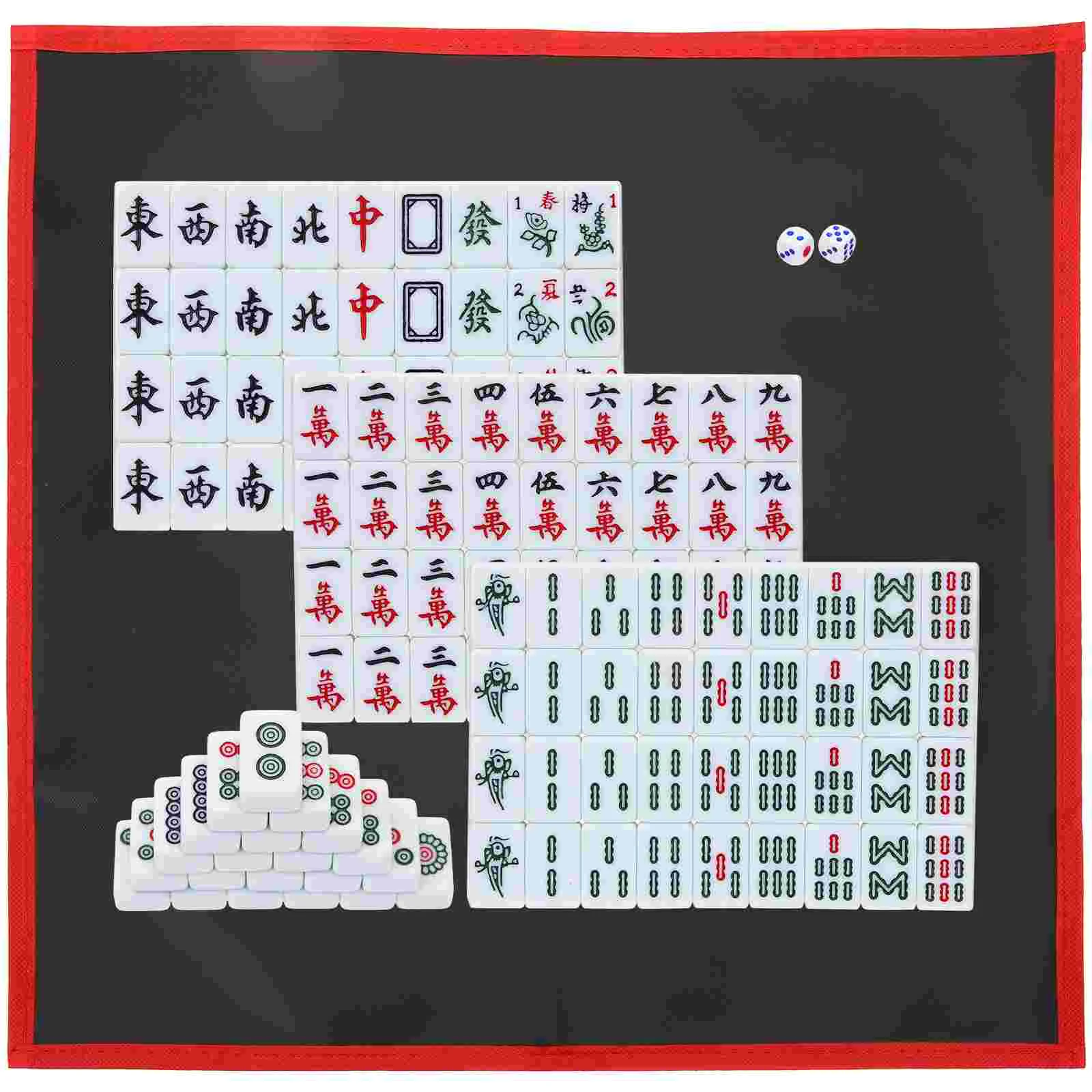 

Mahjong Set Chinese Travel Game Mini Sets Kit Version Traditional Backgammon Table Party Tiles Dormitory Family Miniature Games