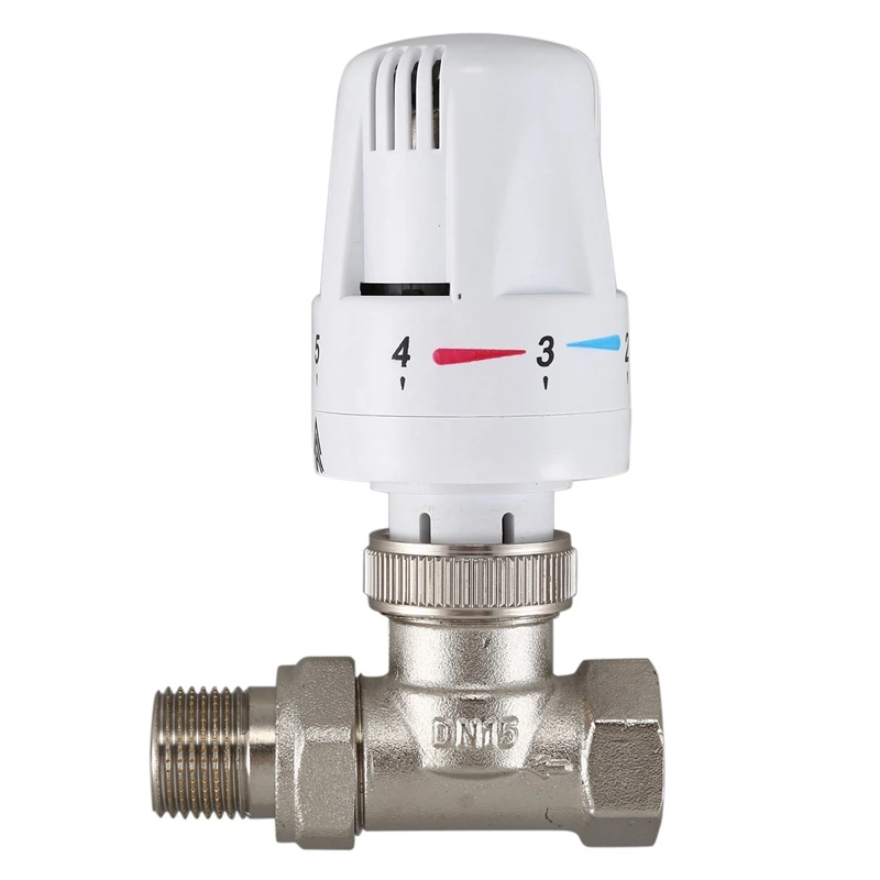 

3PCS 1/2Inch Brass Thermostatic Radiator Valve Straight Type DN15 Automatic Temperature Control Valve Floor Heating