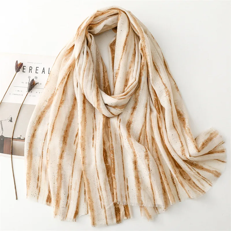 Женский Блестящий шарф в полоску 2024x90 см