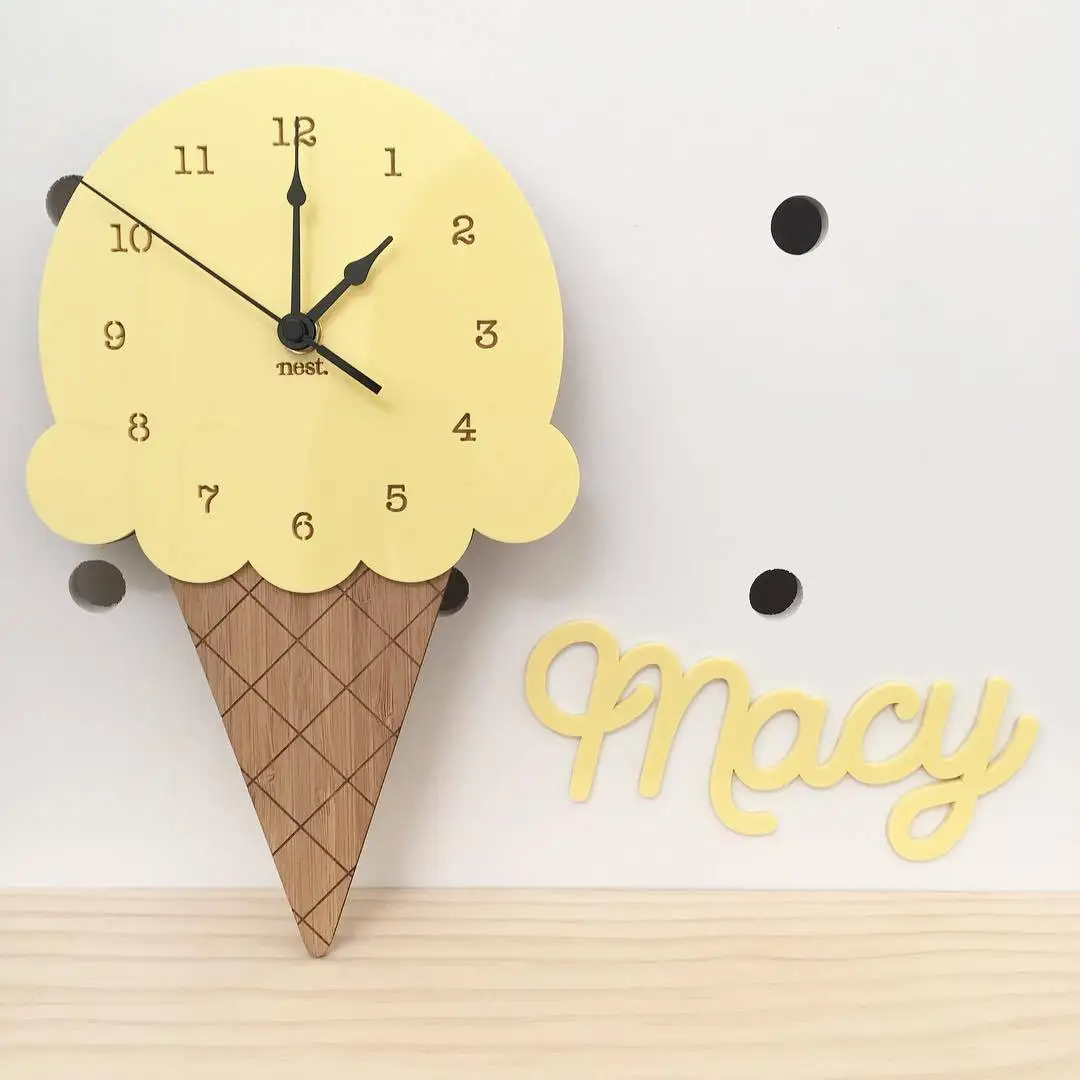 

Ins Nordic Wall Clock Home Cartoon Ice Cream Shaped Children's Room Decor Interior Home Decor Wall Clock Living Room Decoration