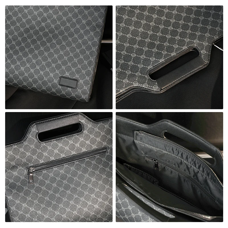 Business Fashion Briefcase for Men Leather ipad Storage Bag Luxury Designer Plaid Messenger Bags Male Work Office Laptop Handbag