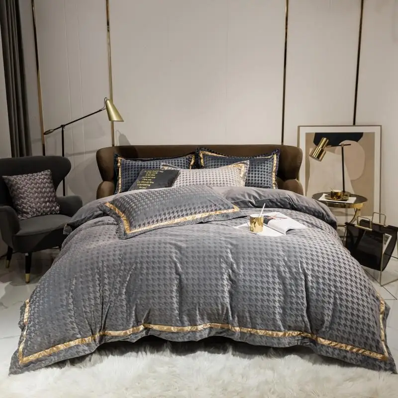 

Bedding Set Luxury Winter Warm Milk Velvet Bed Sheets Duvet Cover Pillowcase Set Adult Bed Linen Bedding Bedroom Comforter Set