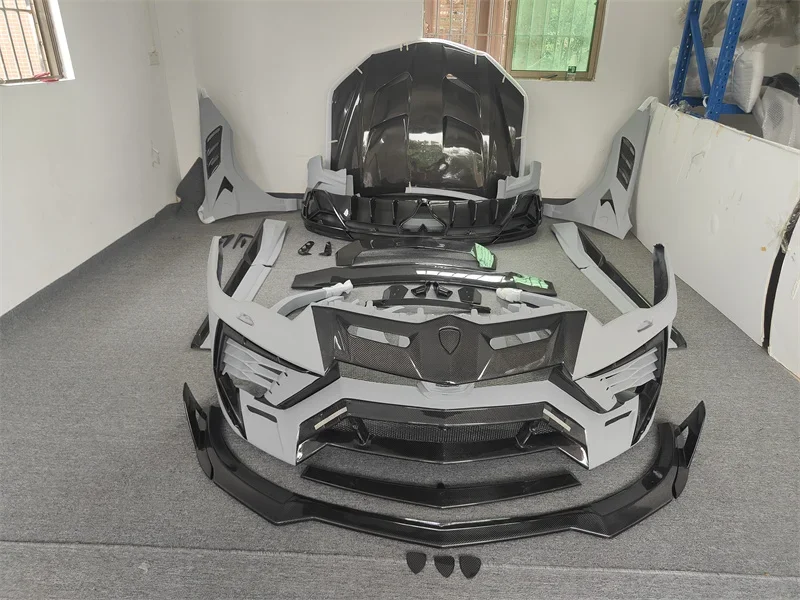 Передний бампер из углеродного волокна задний боковая юбка спойлер комплект