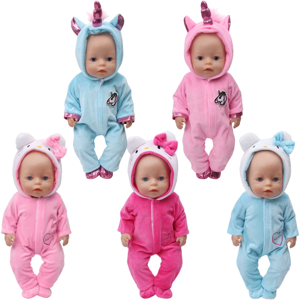 

Doll Dress 43Cm Newborn One-piece Plush Pajama Kawaii Costume Suitable For 18 Inch American Doll Boys And Girls Gifts(No Doll)