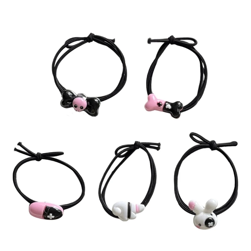 

28GD Bone/Pill/Bowknot/Wing/Rabbit Hair Ties Hair Scrunchies for Adult Ponytail