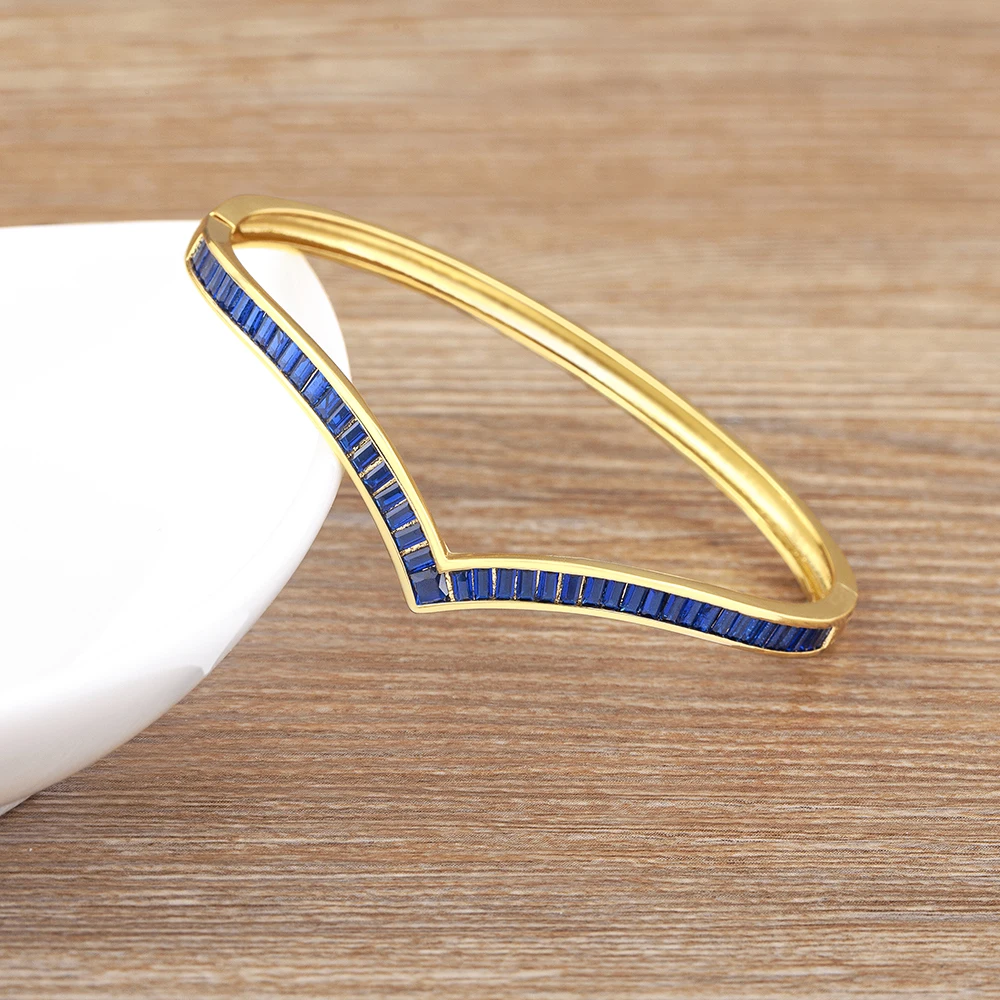 

Nidin Romantic Heart Cuff Bangles 7 Colors Shiny Zircon Women Accessories Gold Plated Bracelets Fashion Jewelry Friends Gifts