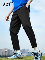 a21 men fashion trendy letter printed straight pants summer 2022 male casual vintage 100 cotton slim fit trousers korean style