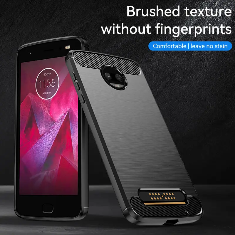 Чехол из углеродного волокна для Motorola Moto Z2 Play Z2Play XT1710, мягкий силиконовый чехол из ТПУ для Motorola Moto Z2 Force XT1789