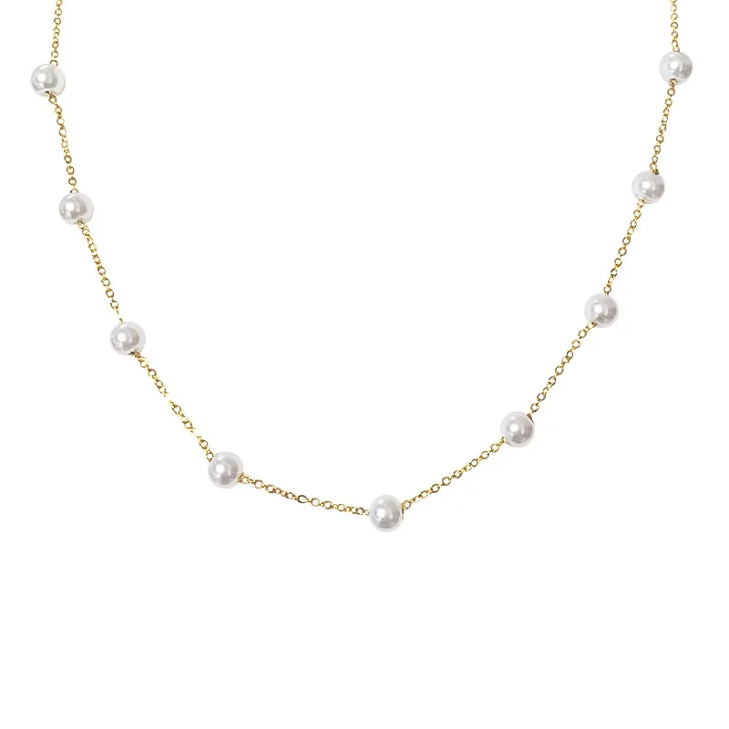 Ожерелье с четырьмя жемчужинами серебро 925 пробы