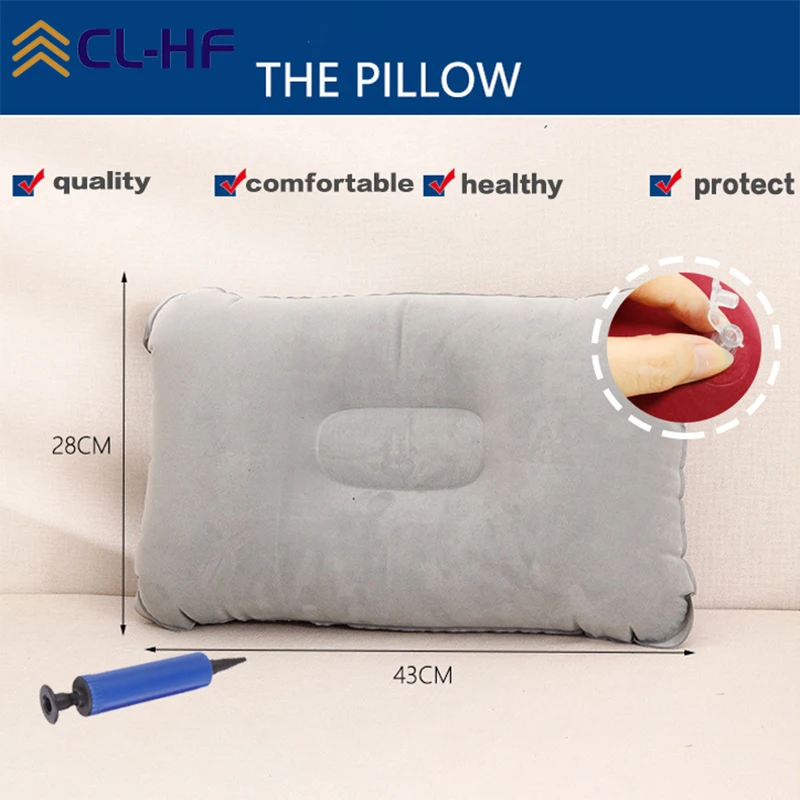 

Portable Inflatable PVC Nylon Ultralight Air Pillows Camping Sleep Cushion Travel Hiking Car Plane Square Pillow Bed Accessories