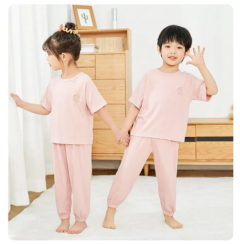 Летний детский пижамный комплект От 1 до 14 лет Детская домашняя одежда из модала