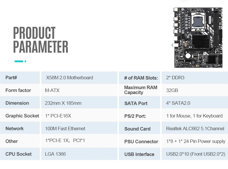 Материнская плата SZMZ X58 LGA 1366 материнская DDR3 2DDR3 DIMM с процессором Xeon X5675 LGA1366 2*4 Гб = 8