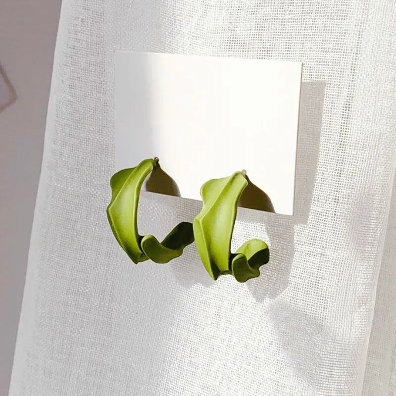 

Fashion Simple Irregular Green C Earrings For Women Hot Korean Jewelry Trend Female Hanging Drop Earrings For Party Gifts