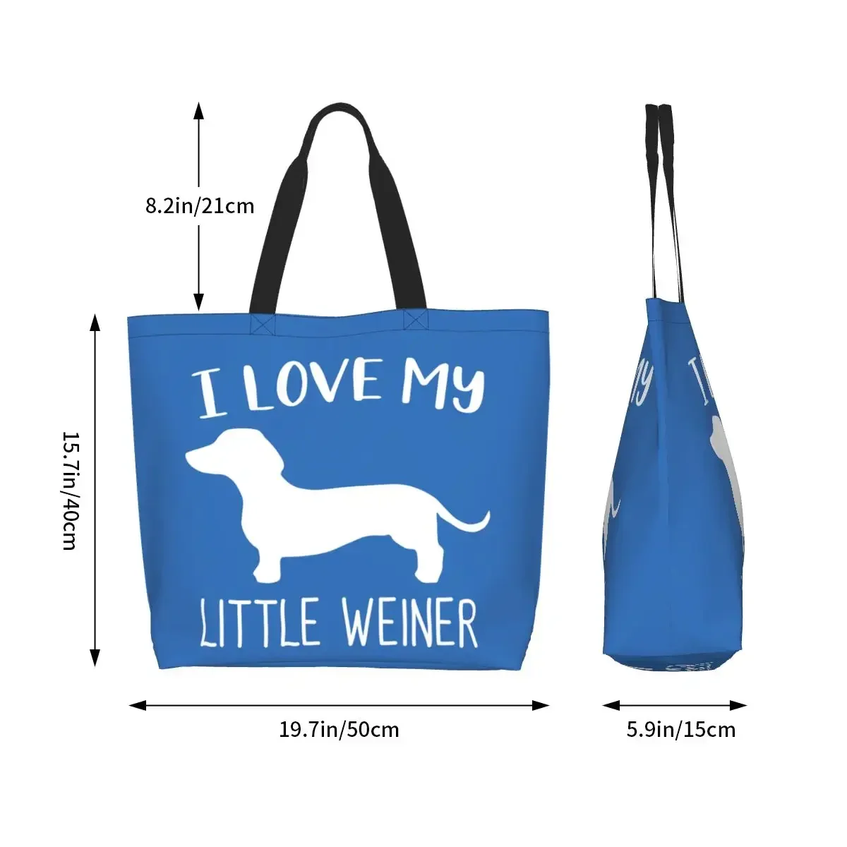 Сумка для покупок из ткани с принтом I Love My Little Weiner