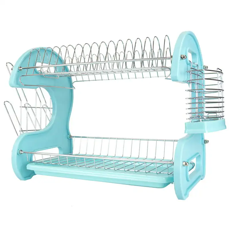 

Fantastic Tier Turquoise Plastic Dish Drainer - Perfect for Effortless Washing of Dishes and Organizing Kitchen Sink Supplies Ea